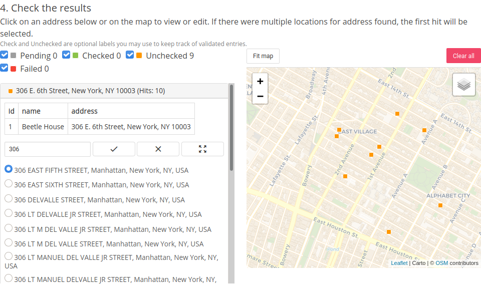 Screenshot of geocoder.nyc