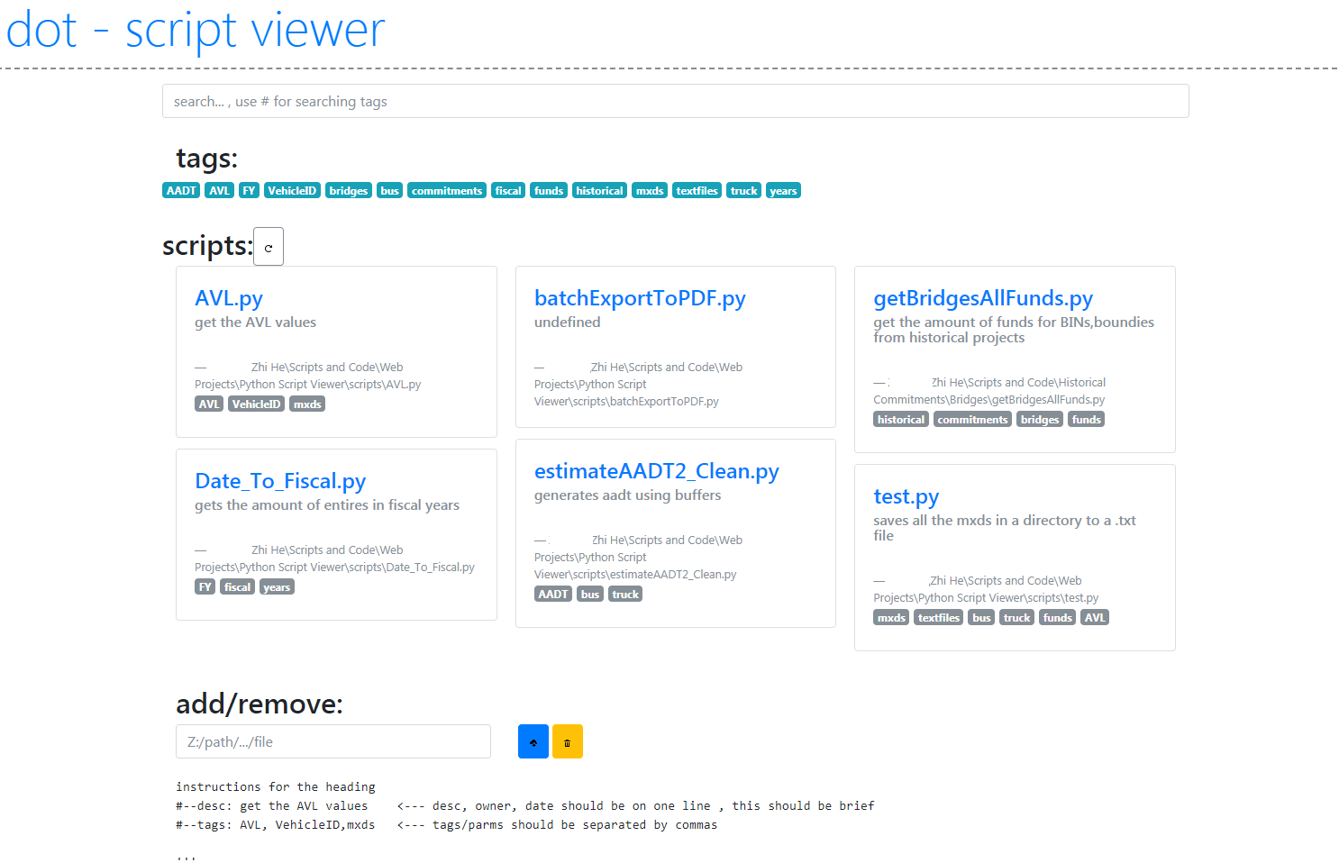 python script catalog web app